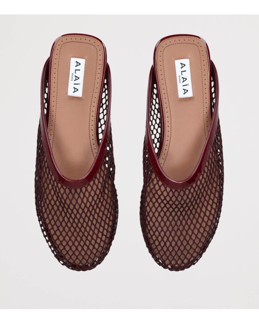Alaïa Brown Fishnet Mules