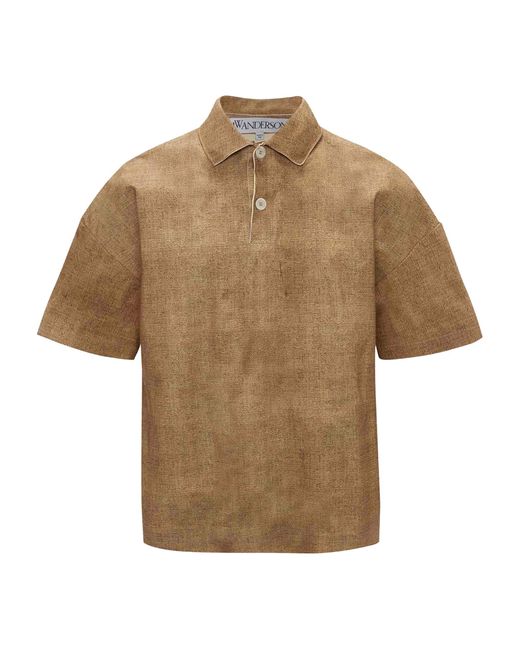 J.W. Anderson Brown Leather Polo Shirt for men