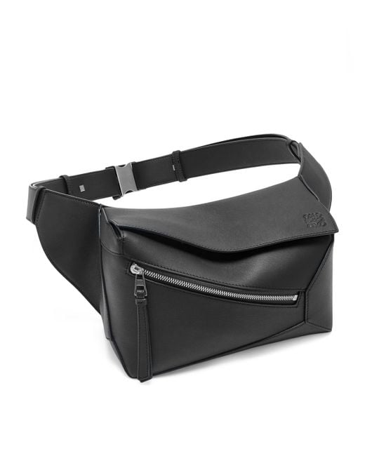 Loewe Black Leather Puzzle Belt Bag for men