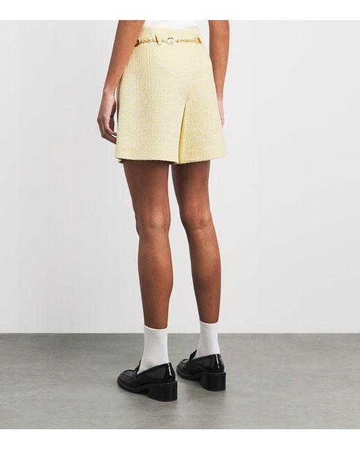 Maje Natural Tweed Belt-Detail Shorts