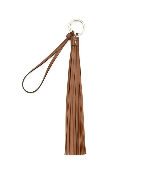 Jimmy Choo Brown Tassel Leather Keyring Charm