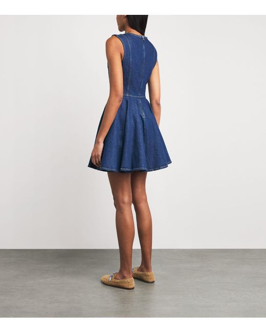 Maje Blue Denim Flared Mini Dress