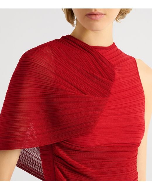 Balmain Red Ruched Asymmetrical Top
