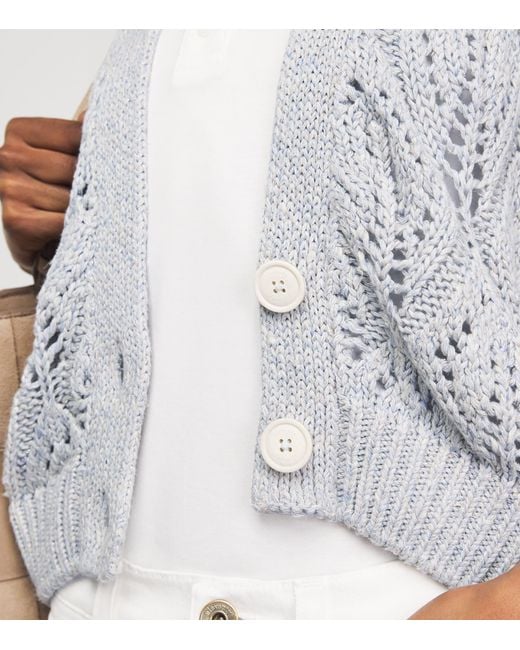 Eleventy Gray Openwork Knit Cardigan