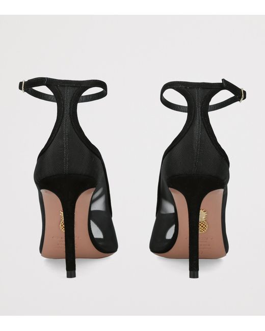 Aquazzura Black Mesh Love Affair Pumps 85