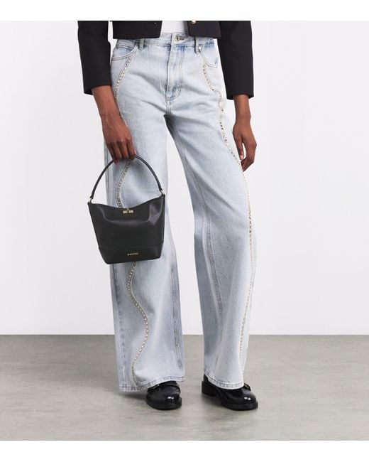 Sandro Black Leather Bucket Bag
