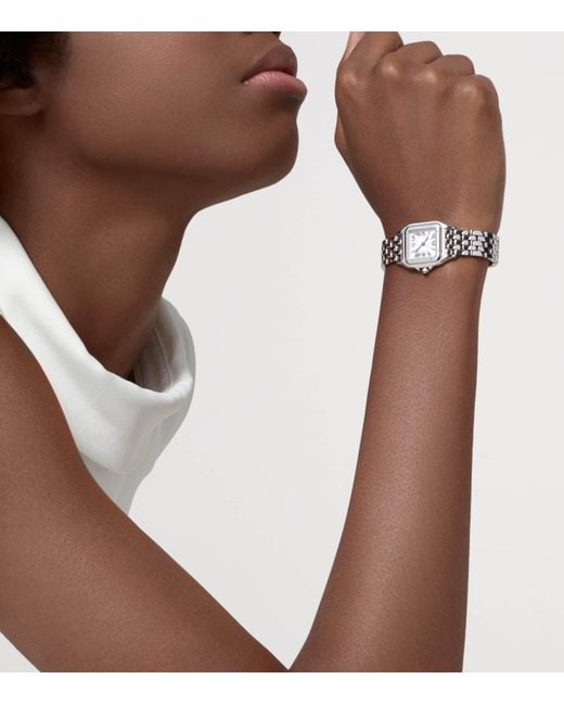 Cartier White Small Stainless Steel Panthère De Watch