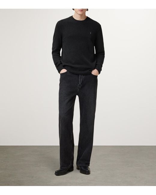 AllSaints Black Crew-Neck Statten Sweater for men