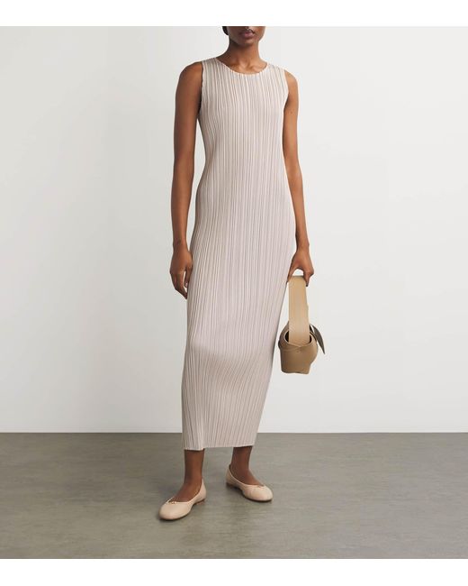 Pleats Please Issey Miyake White New Colorful Basics Maxi Dress