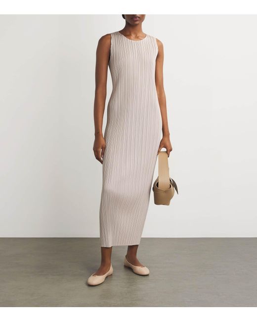 Pleats Please Issey Miyake White New Colorful Basics Maxi Dress