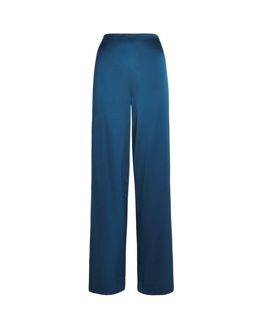 Staud Blue Silk Stroll Trousers