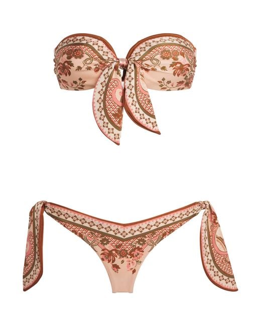 Zimmermann White Aster Scarf Bandeau Bikini