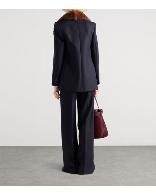 Prada Blue Wool Herringbone Blazer