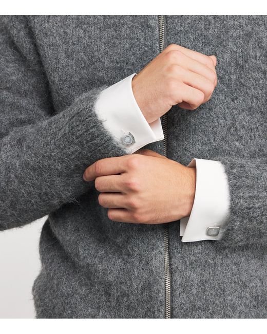 Tateossian White Sterling And Sapphire Graffiato Cufflinks for men