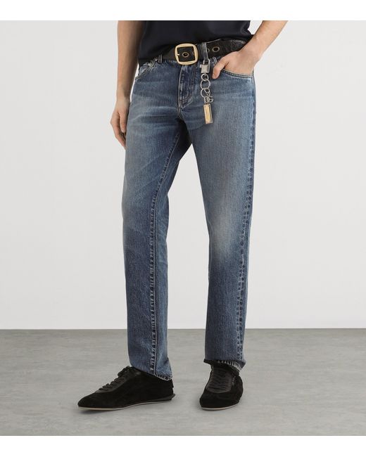 Dolce & Gabbana Blue Slim-Fit Logo Plaque Jeans for men