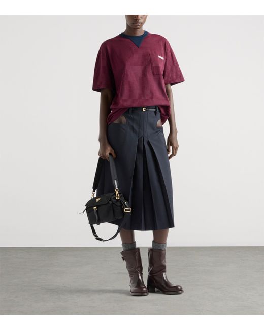 Prada Red Cotton Stripe Oversized T-Shirt
