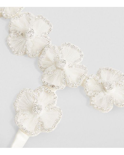 Kiki de Montparnasse White Silk Floral Chouchou G-string Thong