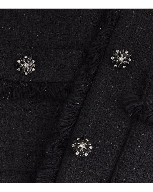 Maje Black Tweed Rhinestone-Embellished Jacket
