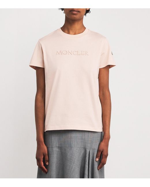 Moncler Pink Cotton Logo T-Shirt