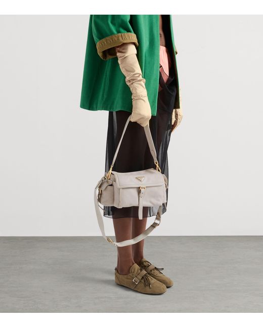 Prada Gray Medium Nappa Leather Explore Shoulder Bag