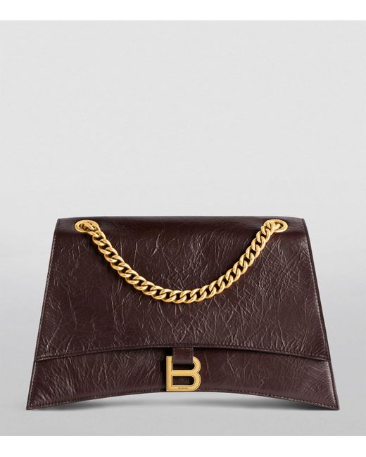Balenciaga Brown Patent Calfskin S Hourglass Top-handle Bag