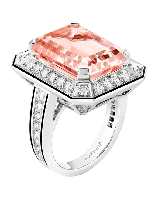 Boucheron Pink Diamond And Morganite Vendôme Liseré Ring