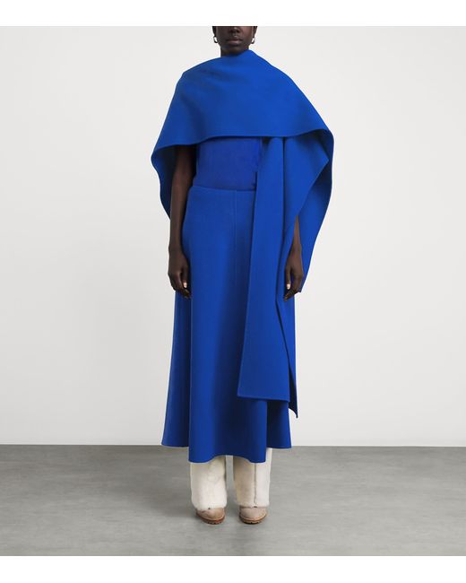 Lafayette 148 New York Blue Wool-Cashmere Detachable Cape Coat