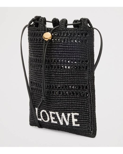 Loewe Black X Paula's Ibiza Raffia Drawstring Pocket Bag