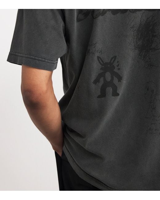 DOMREBEL Black Cotton Teddy Print Kiss T-Shirt for men