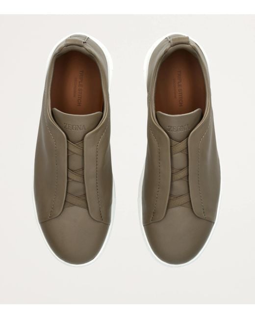 Zegna Green Crocodile Leather Triple Stitch Secondskin Sneaker for men