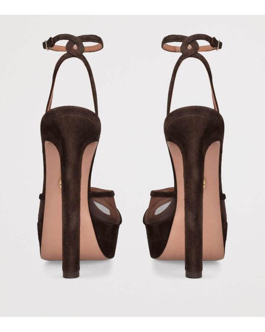 Aquazzura Brown Suede Shear Plateau Sandals 130