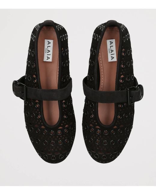 Alaïa Black Suede Vienne Ballet Flats
