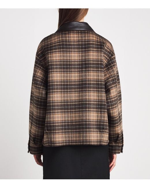 Sandro Brown Wool-Blend Oversized Check Coat