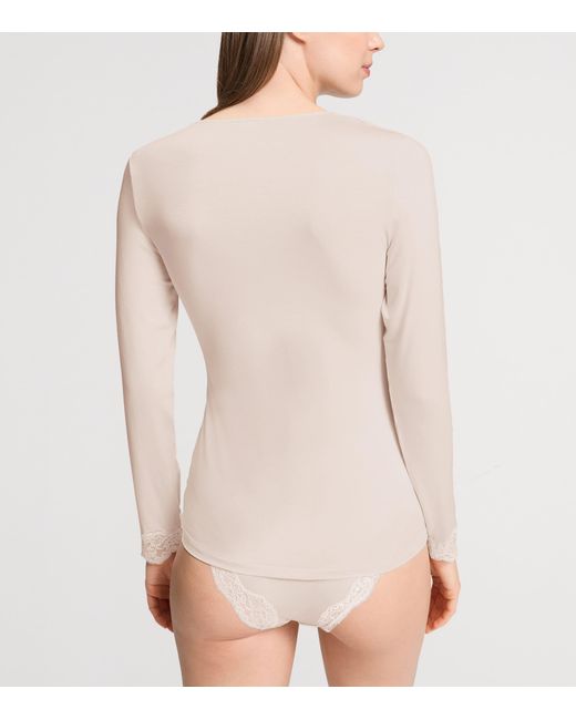 Hanro Pink Lace-Trim Dana T-Shirt