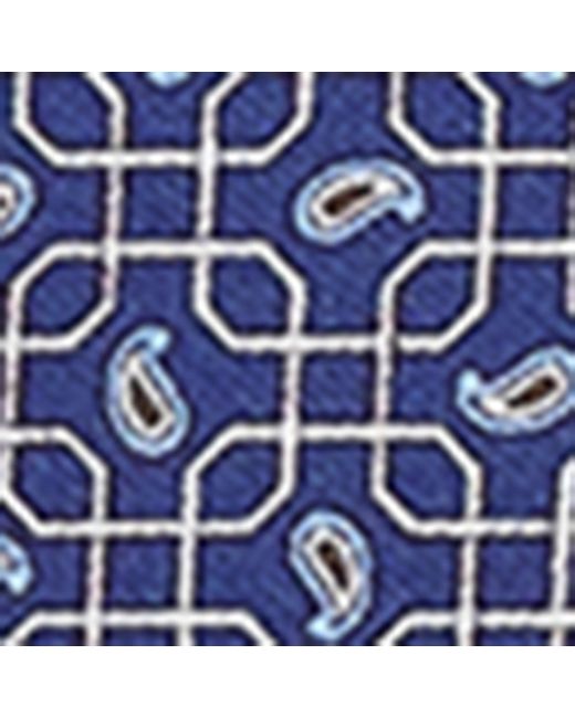 Eton of Sweden Blue Silk Interlocking Print Pocket Square for men