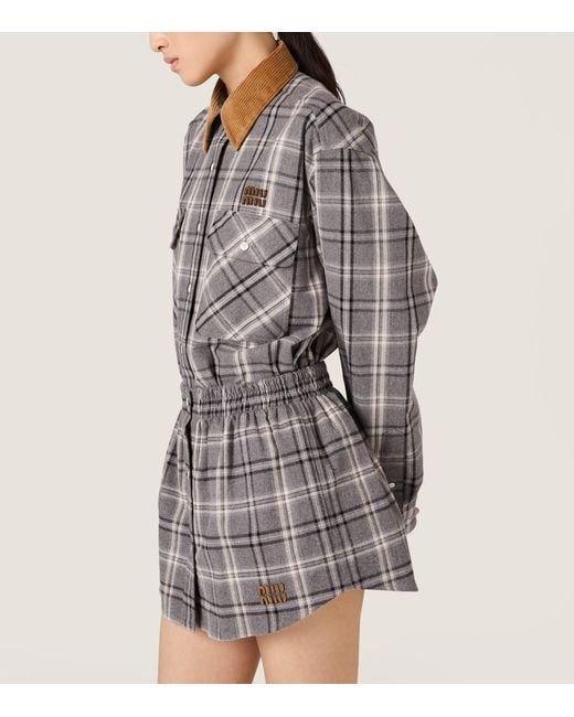 Miu Miu Gray Cotton Flannel Shirt