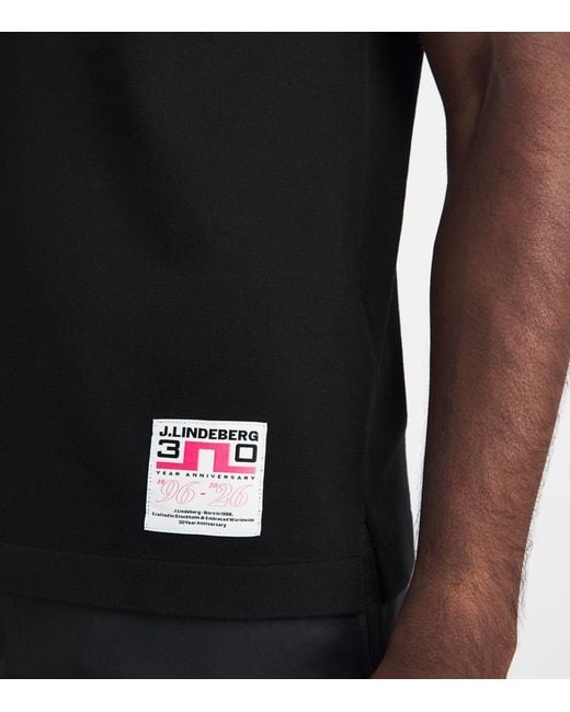 J.Lindeberg Black 30Y Wallis Knit Polo Shirt for men