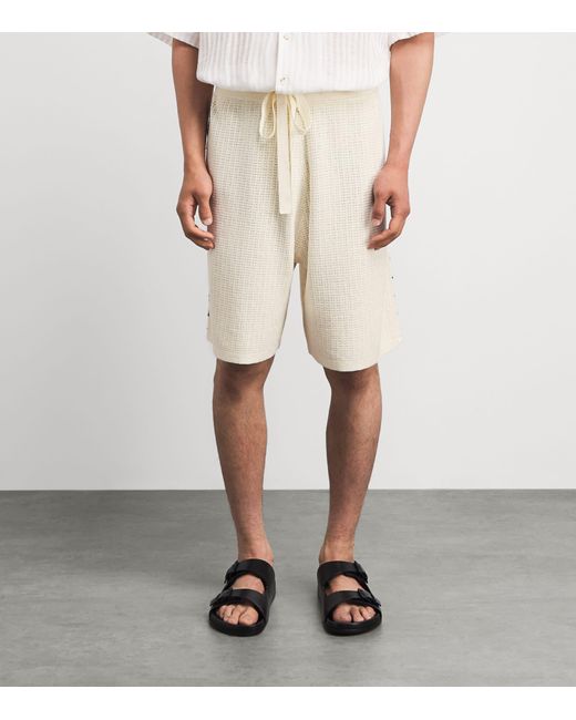 Commas Natural Cotton-Hemp Crochet Shorts for men