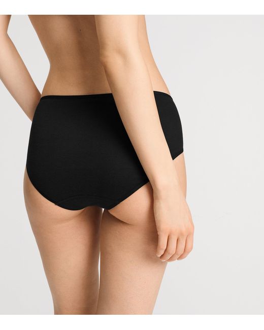 Hanro Black Cotton Lace-Detail Rosaria Briefs