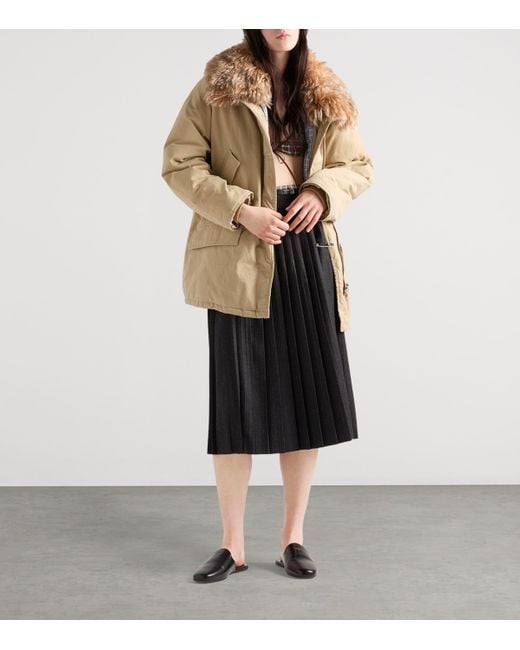 Prada Black Pleated Wool Flannel Skirt