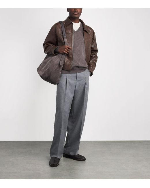 FRAME Brown Leather Bomber Jacket for men