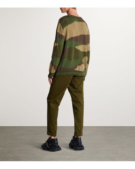 Balmain Green Camouflage Sweater for men