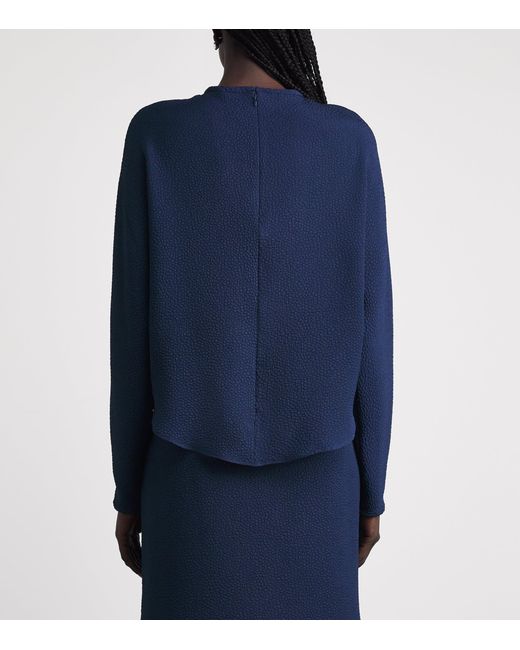 Edeline Lee Blue Jacquard Long-Sleeve Top