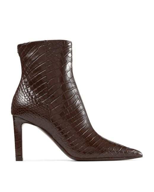 Jimmy Choo Brown Frankie 85 Croc-Embossed Leather Ankle Boots