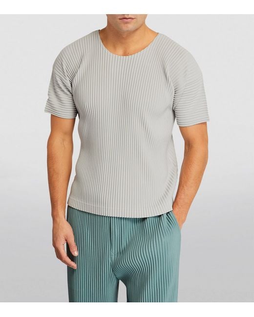 Homme Plissé Issey Miyake Gray Pleated T-Shirt for men