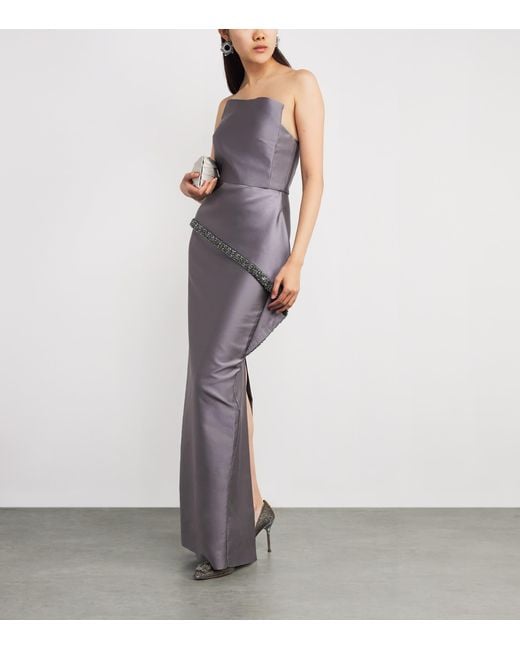 Roland Mouret Purple Taffeta Crystal-Embellished Gown