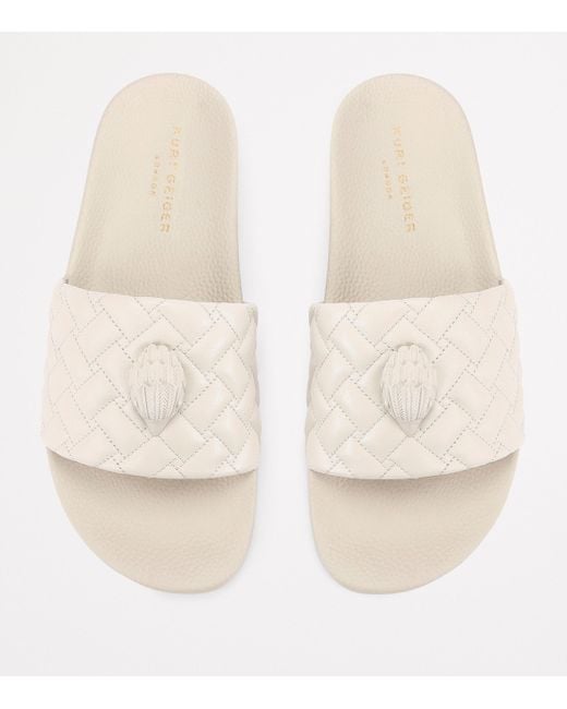 Kurt Geiger White Quilted Meena Eagle Slides for men