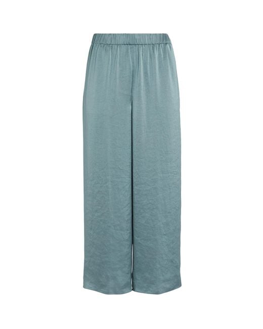 Theory Satin Wide-leg Trousers in Blue | Lyst
