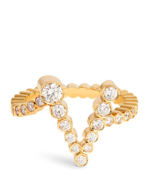Sophie Bille Brahe Metallic And Diamond Ensemble 'V' Ring