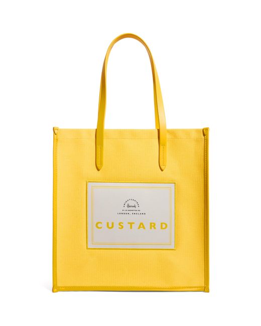 Harrods Yellow Cotton Custard Condiments Shopper Bag